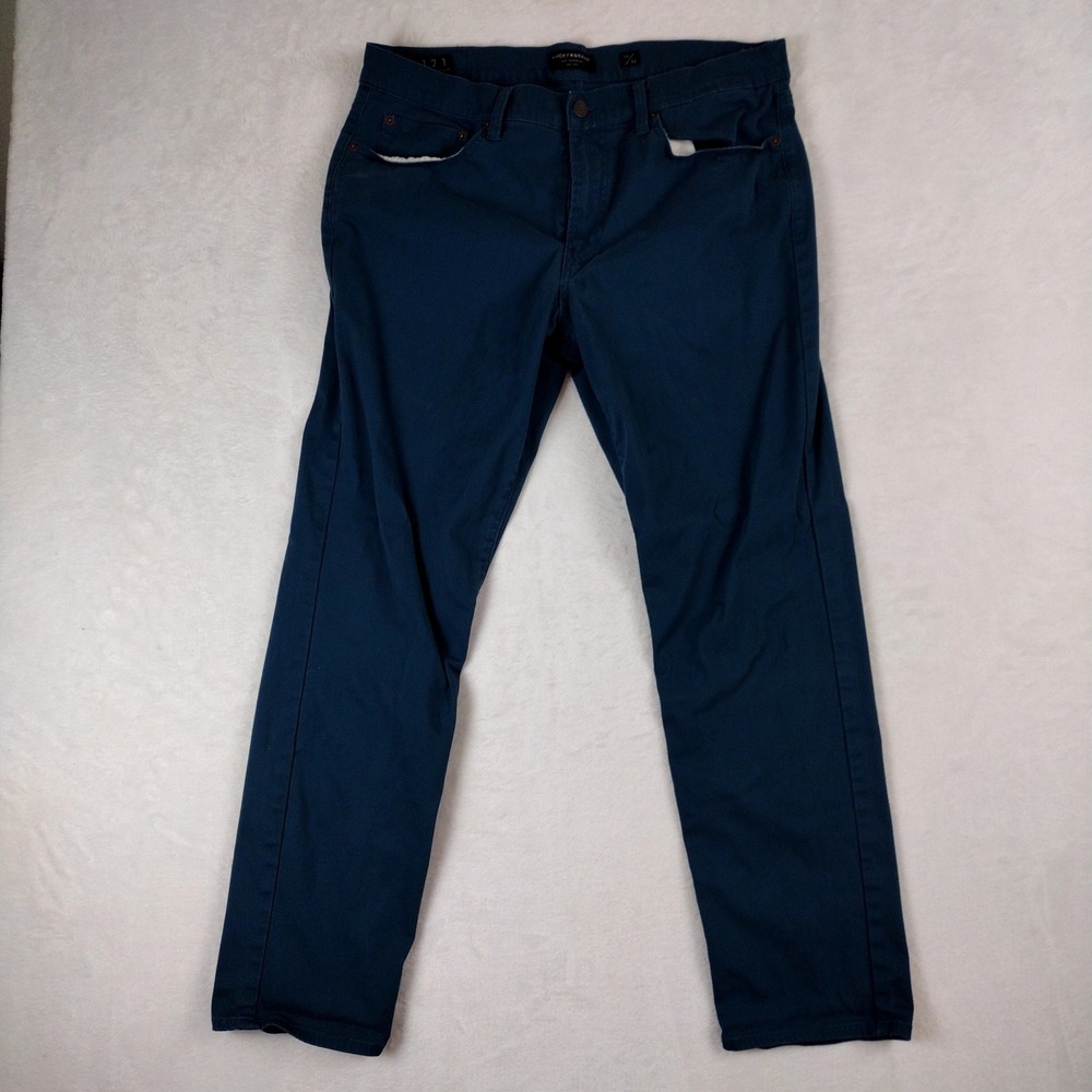 Lucky Brand 121 Slim Straight Pants Mens 36x32 Blue Chino Trousers